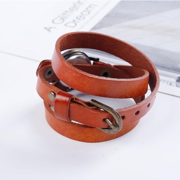 MINILUJIA Genuine Leather Braided Strap Double Wrap Aound Watch vintage - Picture 2 of 3